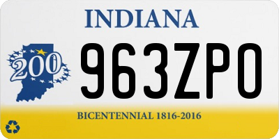 IN license plate 963ZPO