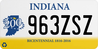 IN license plate 963ZSZ