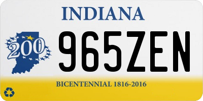 IN license plate 965ZEN