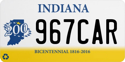 IN license plate 967CAR