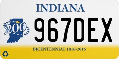 IN license plate 967DEX