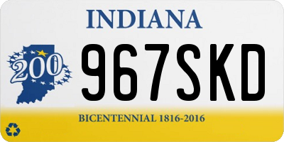 IN license plate 967SKD