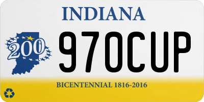 IN license plate 970CUP