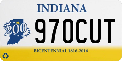 IN license plate 970CUT