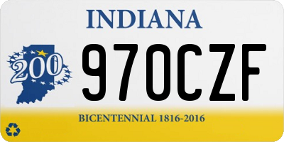 IN license plate 970CZF