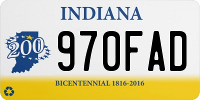 IN license plate 970FAD