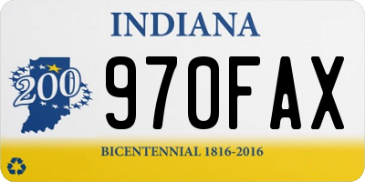 IN license plate 970FAX