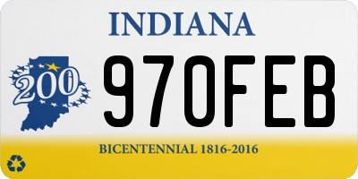 IN license plate 970FEB