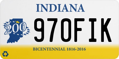 IN license plate 970FIK