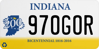 IN license plate 970GOR