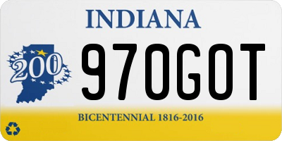 IN license plate 970GOT
