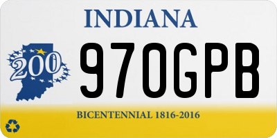 IN license plate 970GPB