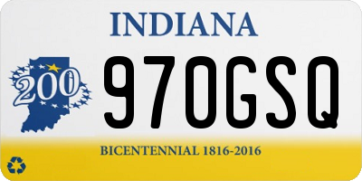 IN license plate 970GSQ