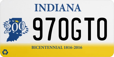 IN license plate 970GTO