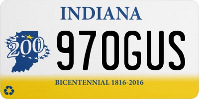 IN license plate 970GUS