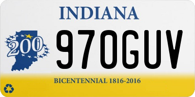 IN license plate 970GUV