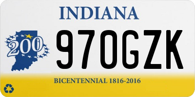 IN license plate 970GZK