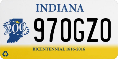 IN license plate 970GZO