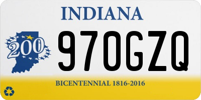 IN license plate 970GZQ