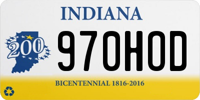 IN license plate 970HOD