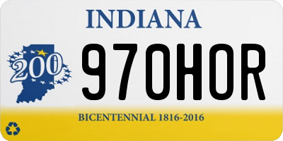 IN license plate 970HOR