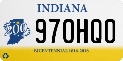 IN license plate 970HQO