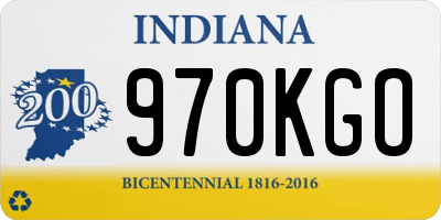 IN license plate 970KGO