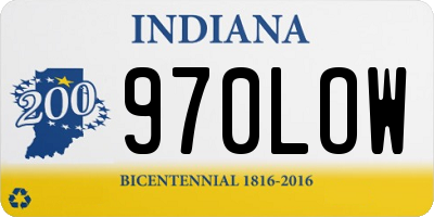 IN license plate 970LOW