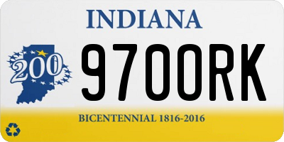 IN license plate 970ORK