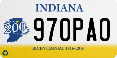 IN license plate 970PAO