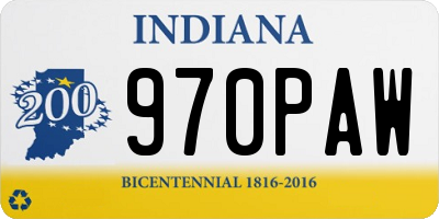 IN license plate 970PAW