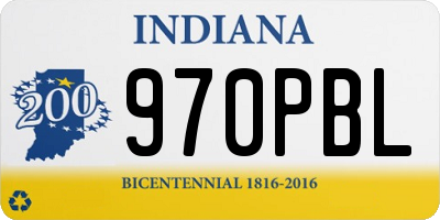 IN license plate 970PBL