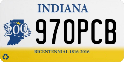 IN license plate 970PCB