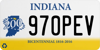 IN license plate 970PEV