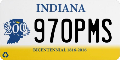IN license plate 970PMS