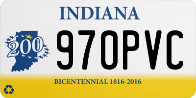IN license plate 970PVC