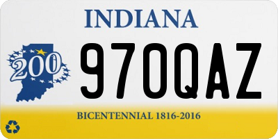 IN license plate 970QAZ
