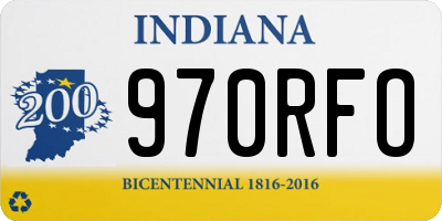 IN license plate 970RFO