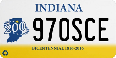 IN license plate 970SCE