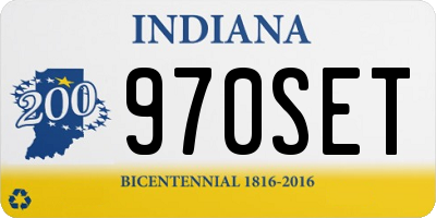 IN license plate 970SET