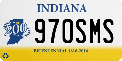 IN license plate 970SMS