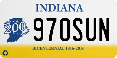 IN license plate 970SUN