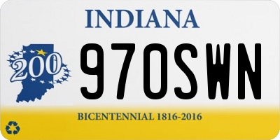 IN license plate 970SWN