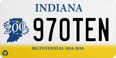IN license plate 970TEN