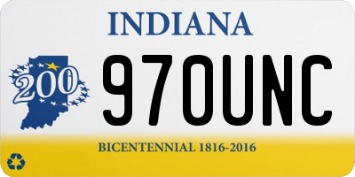 IN license plate 970UNC