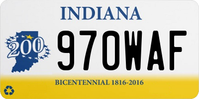 IN license plate 970WAF