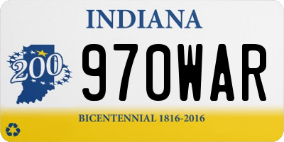 IN license plate 970WAR