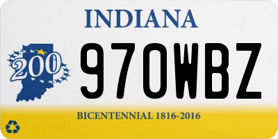 IN license plate 970WBZ