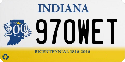IN license plate 970WET