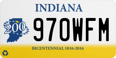 IN license plate 970WFM